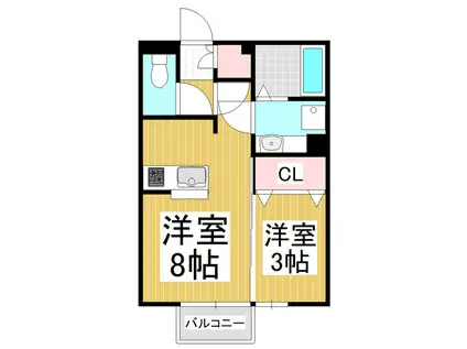 ALICE GARDEN NAKAJIMA C棟(1LDK/1階)の間取り写真