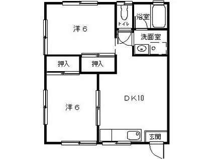 シーサイドソノギA棟(2DK/1階)の間取り写真