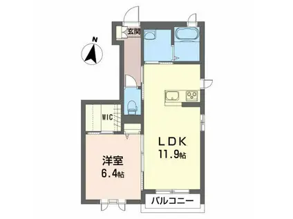 グランディーナ開成MSII(1LDK/1階)の間取り写真