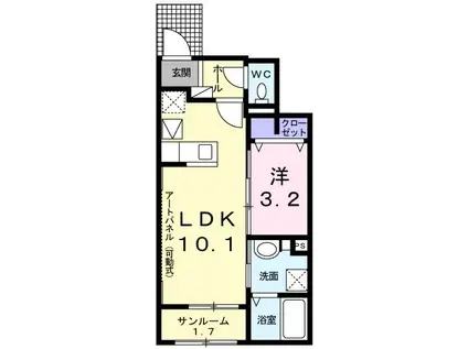 J セカンド(1LDK/1階)の間取り写真