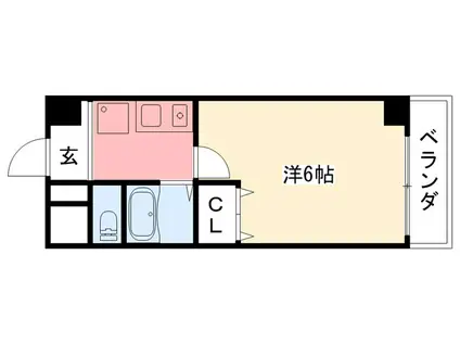 フレースヴィル(1K/4階)の間取り写真