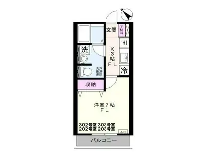 シリウステラス(1K/3階)の間取り写真