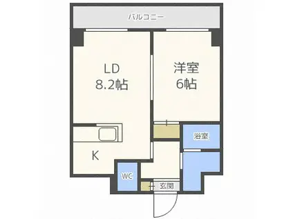 アーバンフラッツ豊平1条(1LDK/4階)の間取り写真