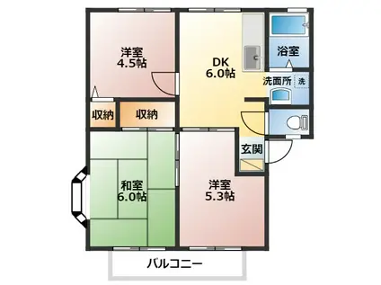 メイプル1番館(3DK/2階)の間取り写真