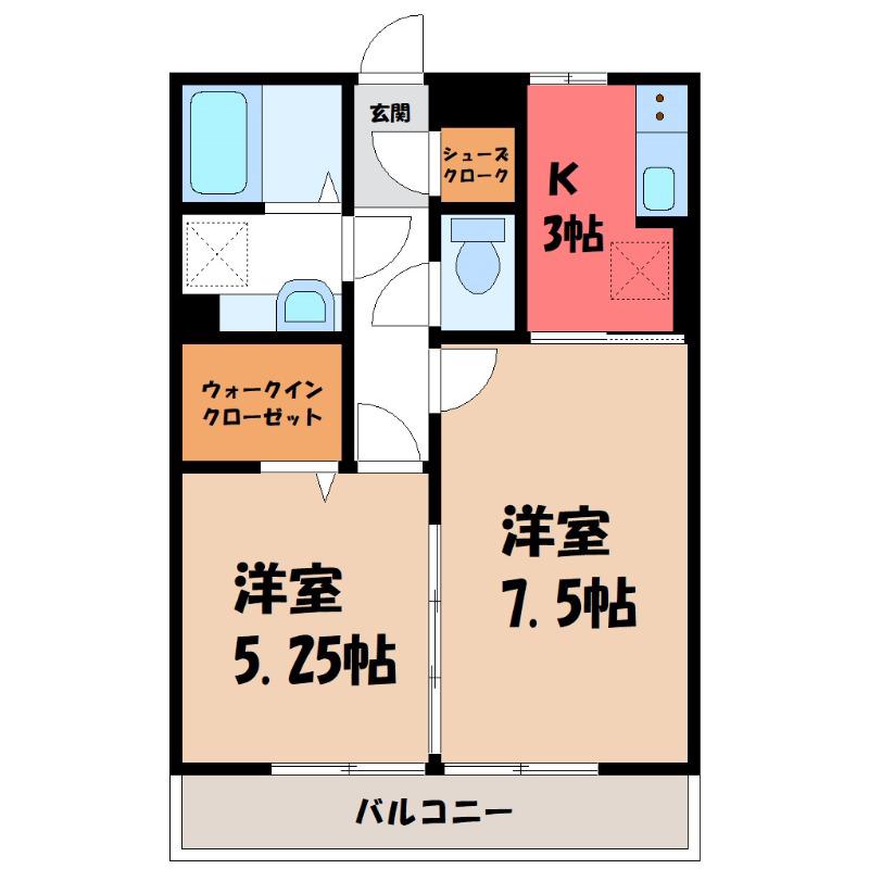 サンライトレジデンス駒形(2K/1階)の間取り写真