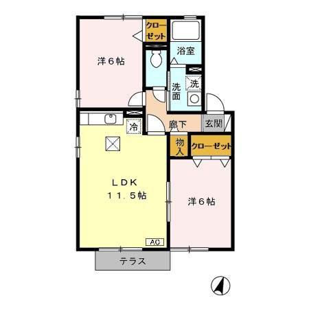 グレイスI(2LDK/1階)の間取り写真
