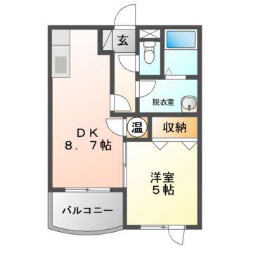 エスタシオン東町(1DK/4階)の間取り写真