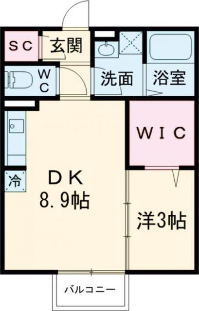 エクセルームK-I(1LDK/2階)の間取り写真