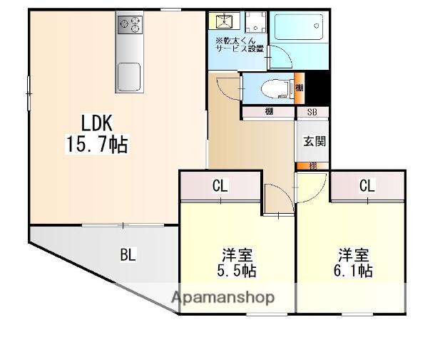 フォルモサ高砂(2LDK/3階)の間取り写真