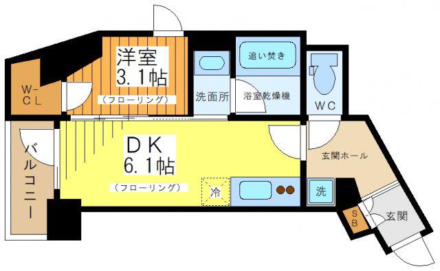 イプセ目黒中町(1DK/4階)の間取り写真