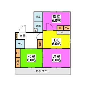 フラワーポテト正弥II(3DK/2階)の間取り写真
