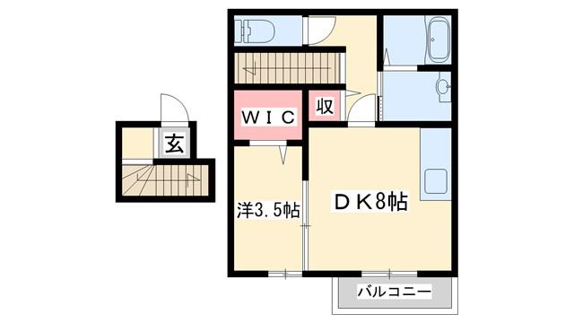 コンフォート新野辺 A棟(1DK/2階)の間取り写真