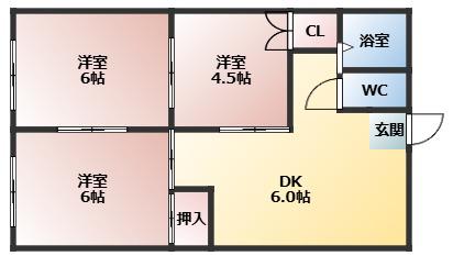 メゾンド佑(3DK/2階)の間取り写真