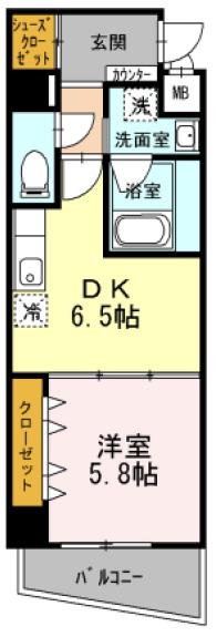 ベルフォーレ イガ(1DK/3階)の間取り写真
