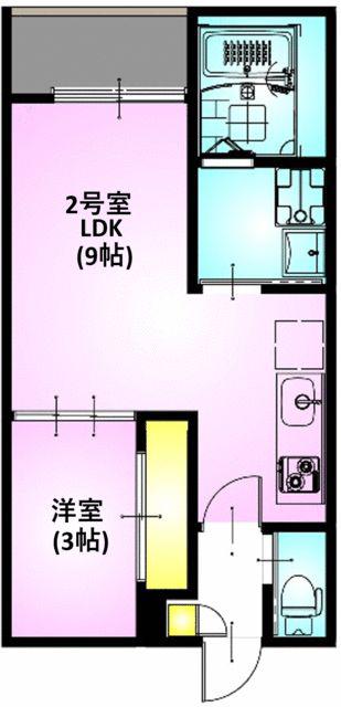 REGALEST 川越南大塚(1LDK/2階)の間取り写真