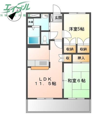 グレイスコンフォース(2LDK/2階)の間取り写真