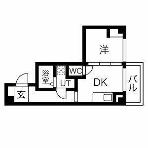 HOPETREE難波今宮(1DK/9階)の間取り写真
