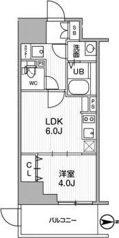 TOPAZ江坂(1DK/6階)の間取り写真