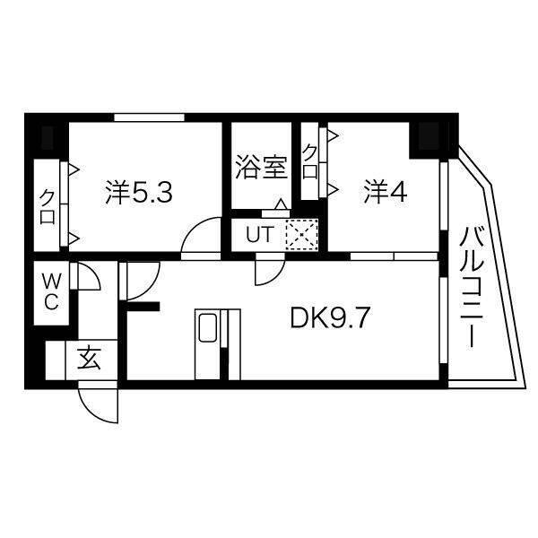 サンジュリオ中島公園(2LDK/2階)の間取り写真