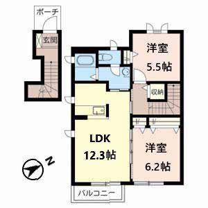 カサ エクセレンテIIIIII(2LDK/2階)の間取り写真