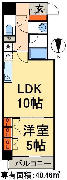 パークアクシス日本橋本町(1LDK/6階)の間取り写真