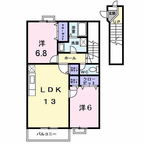コンファーム王寺(2LDK/2階)の間取り写真