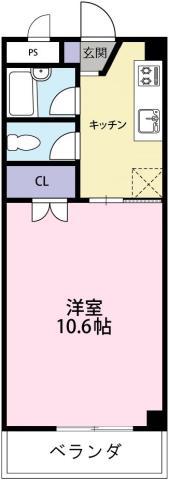 ハッピールーツ沖浜(1K/3階)の間取り写真