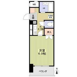グランパス檀渓(1K/3階)の間取り写真