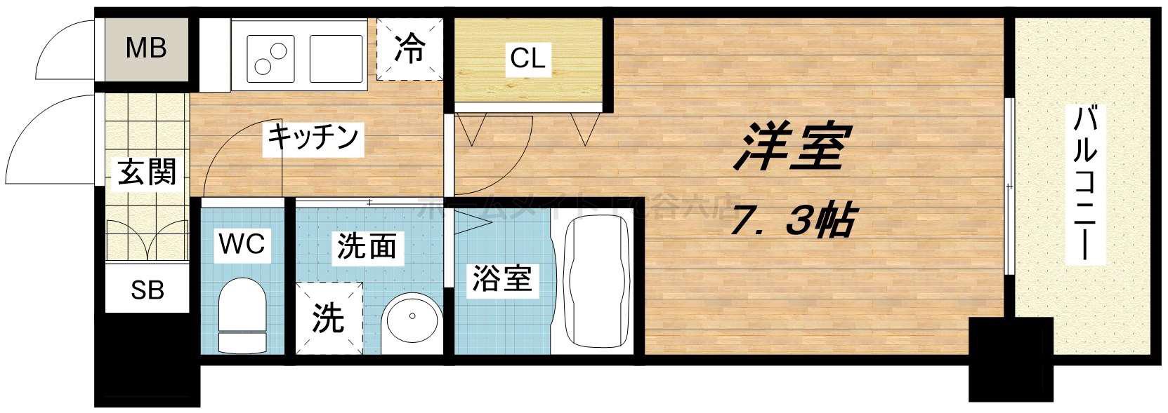 ミュプレ北浜(1K/15階)の間取り写真