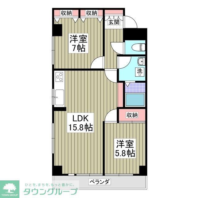 リブレス坂戸関間(2DK/2階)の間取り写真