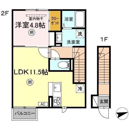 ENNE(1LDK/2階)の間取り写真