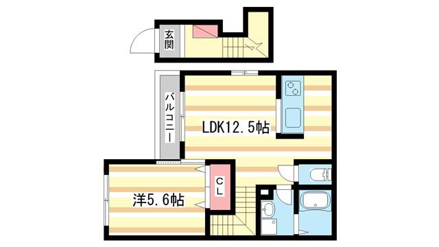 メゾンド・ココ(1LDK/2階)の間取り写真