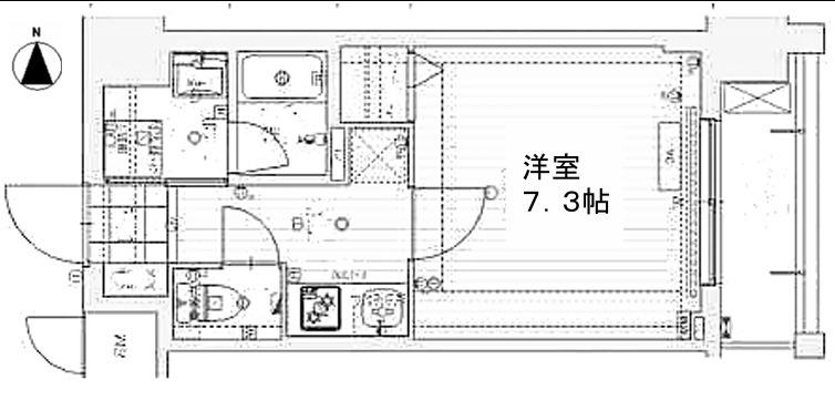 ベラジオ雅び烏丸十条2(1K/4階)の間取り写真