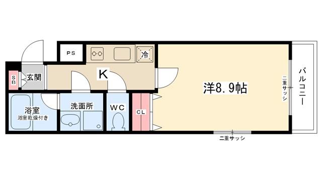 JR横浜線 古淵駅 徒歩1分 3階建 築20年(1K/3階)の間取り写真