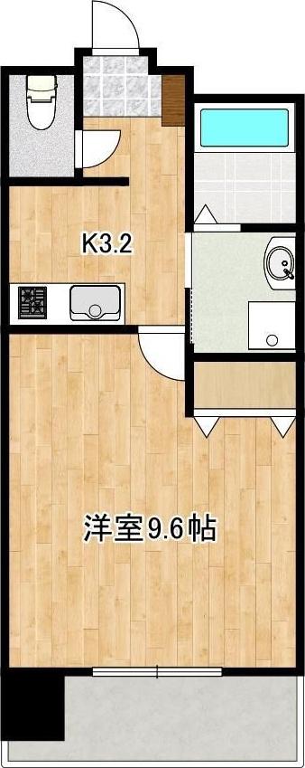 クロノス42新町V(1K/10階)の間取り写真