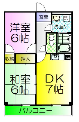 らぽーるⅠ(2DK/4階)の間取り写真