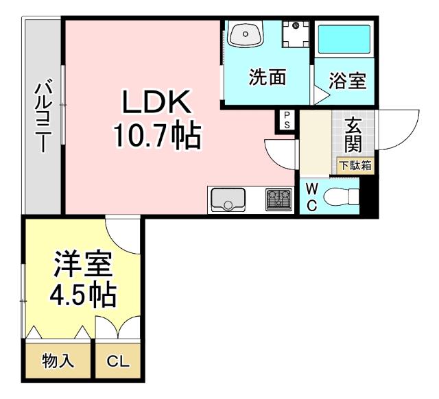 ポルト・ボヌール(1LDK/1階)の間取り写真