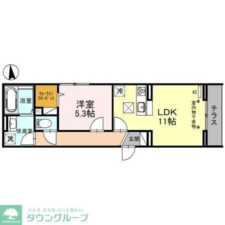 グレイス三郷(1LDK/1階)の間取り写真