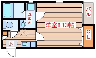 フルハウス(1K/1階)の間取り写真