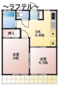 第1錦ハイツ(2DK/2階)の間取り写真