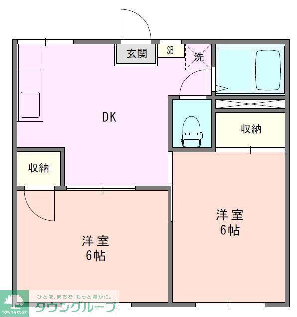 サンウエスト(2DK/1階)の間取り写真