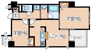 メゾン・ヌーベル新神戸(2LDK/4階)の間取り写真