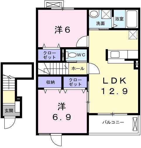 ポラリスIII(2LDK/2階)の間取り写真