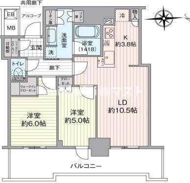 シエリアタワー大阪堀江(2LDK/31階)の間取り写真