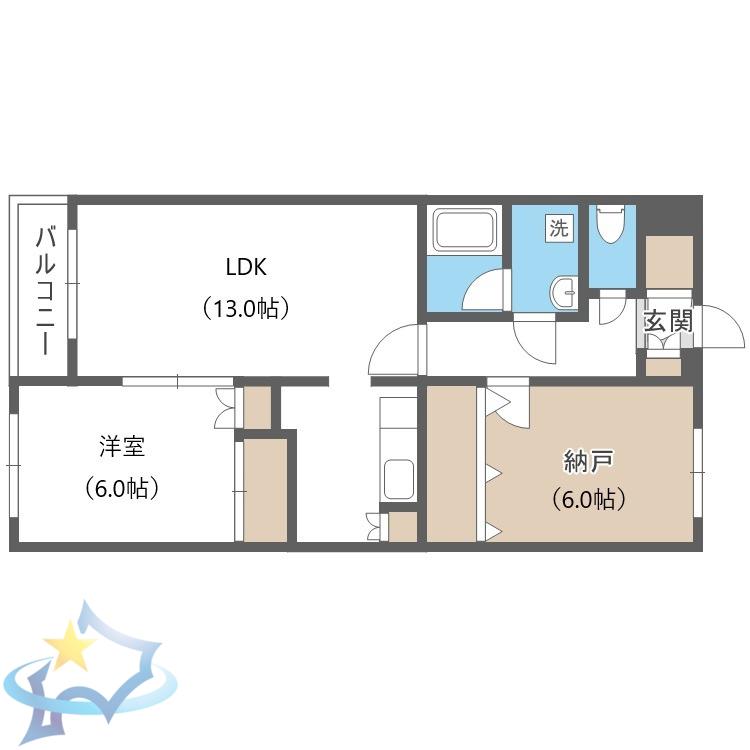 ドエル西町(2LDK/2階)の間取り写真
