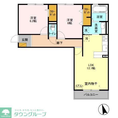 フェリチタ(2LDK/3階)の間取り写真