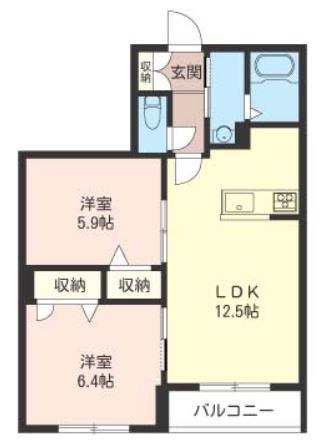 エリス コート(2LDK/2階)の間取り写真
