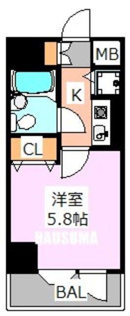 グラチアトルリ(1K/2階)の間取り写真