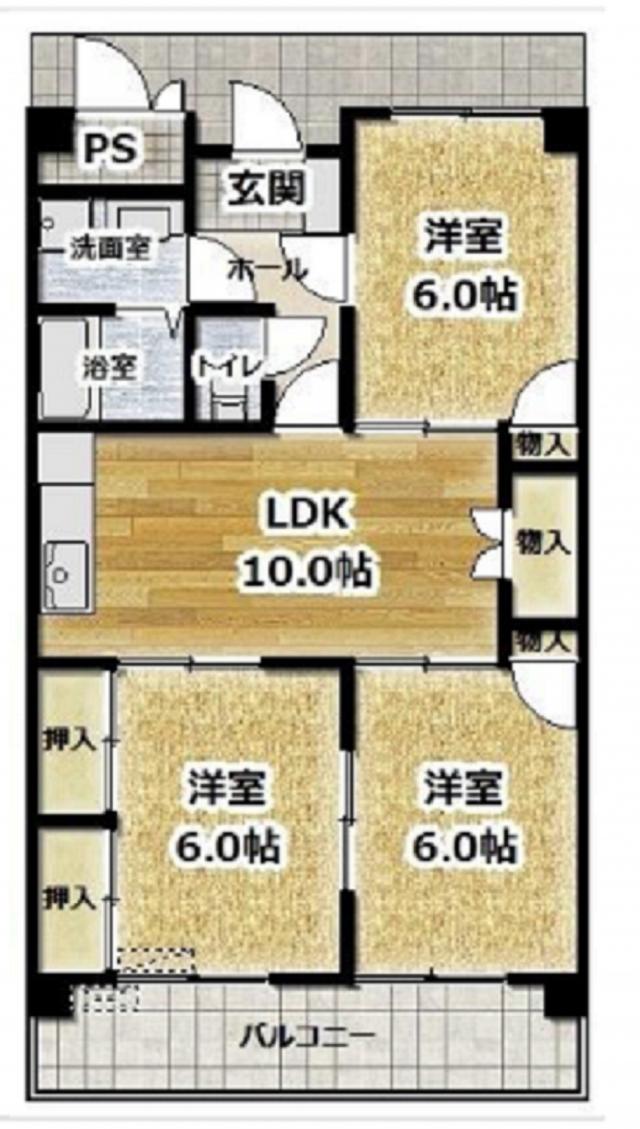 ルミウス恵美須(3LDK/3階)の間取り写真