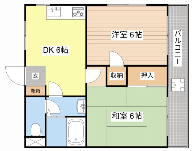 コーポラス今津(2DK/2階)の間取り写真
